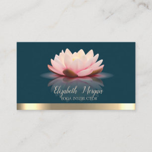 Carte De Visite Élégant Lotus Gold Stripe Yoga