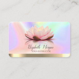 Carte De Visite Élégant Lotus Gold Stripe Yoga Holographique