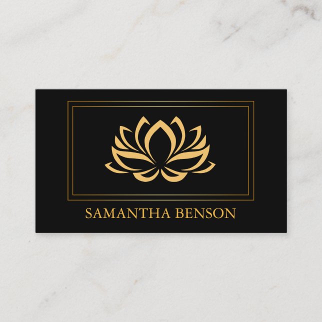 Carte De Visite Élégant Lotus Logo Yoga Guérir la santé Méditation (Devant)
