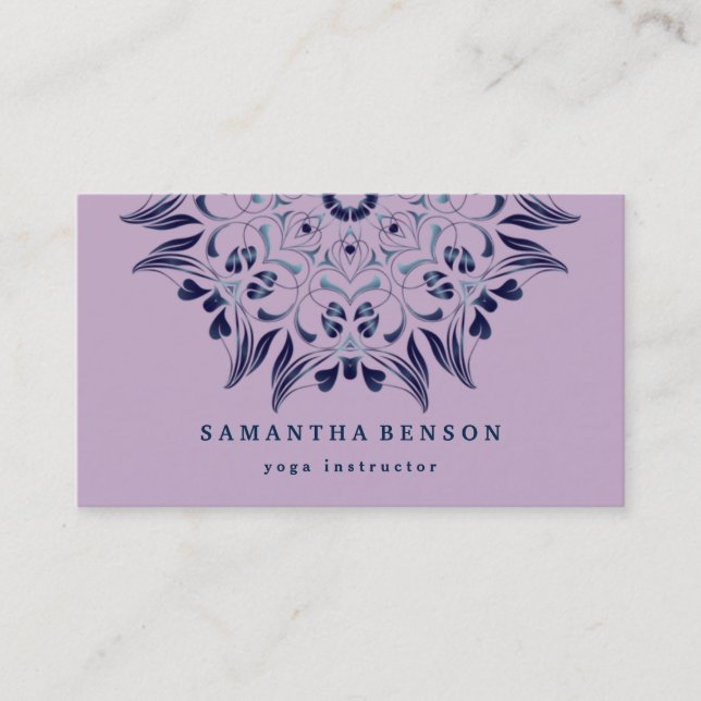 Carte De Visite Élégant Lotus Logo Yoga Méditation Bien-être (Devant)