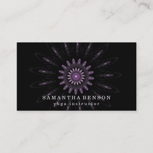 Carte De Visite Élégant lotus noir lotus logo Yoga (Devant)