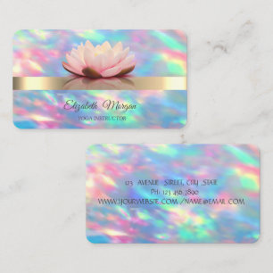 Carte De Visite Élégant Lotus Or Flower Iridescente Opal