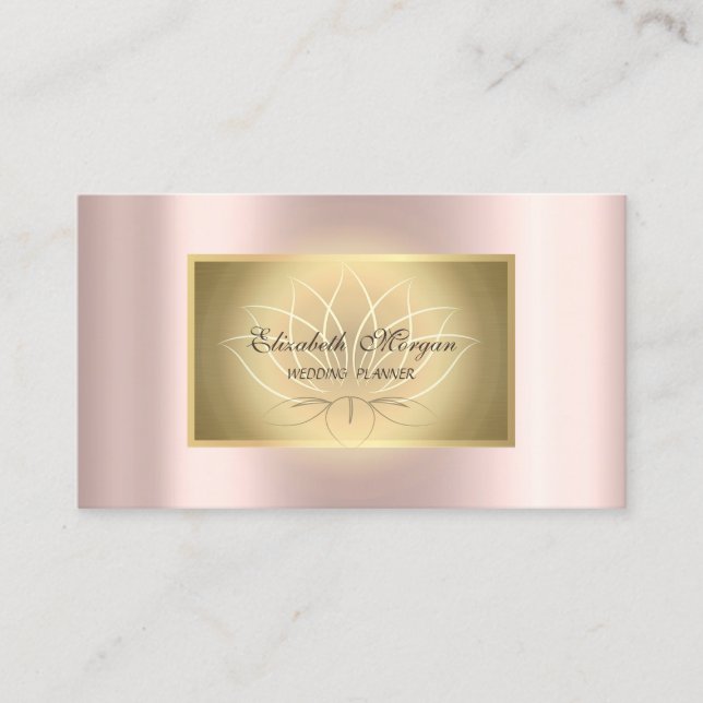 Carte De Visite Elégant Lotus Professional, Gold Frame, Or Rose (Devant)