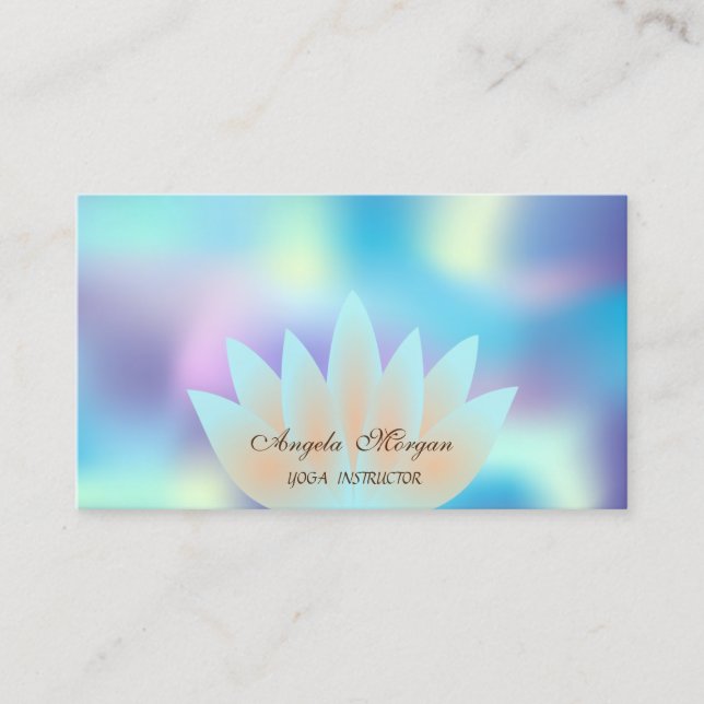 Carte De Visite Élégant Lotus Professionnel Fleur Holographique (Devant)