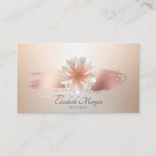 Carte De Visite Élégant Lotus Rose Gold Brush Stroke (Devant)