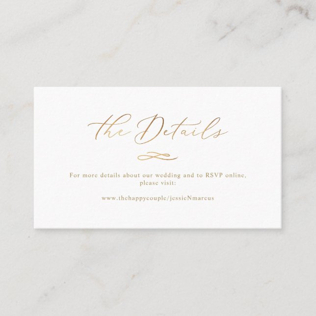 Carte De Visite Elegant Luxe Calligraphie Faux Gold Détails du Mar (Devant)