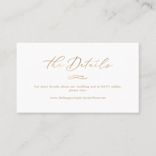 Carte De Visite Elégant Luxe Calligraphy Faux Gold Détails sur l'M