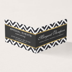 Carte De Visite Elégant Luxe Chevron Motif Gold Trim