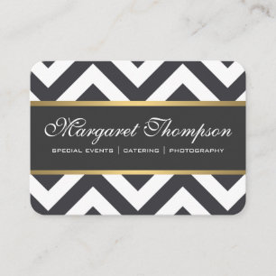 Carte De Visite Elégant Luxe Chevron Motif Gold Trim