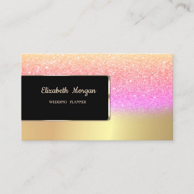 Carte De Visite Elégant Luxe Chic Gold Parties scintillant Bokeh (Devant)