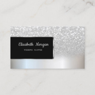 Carte De Visite Elégant Luxe Chic Parties scintillant Argent Bokeh