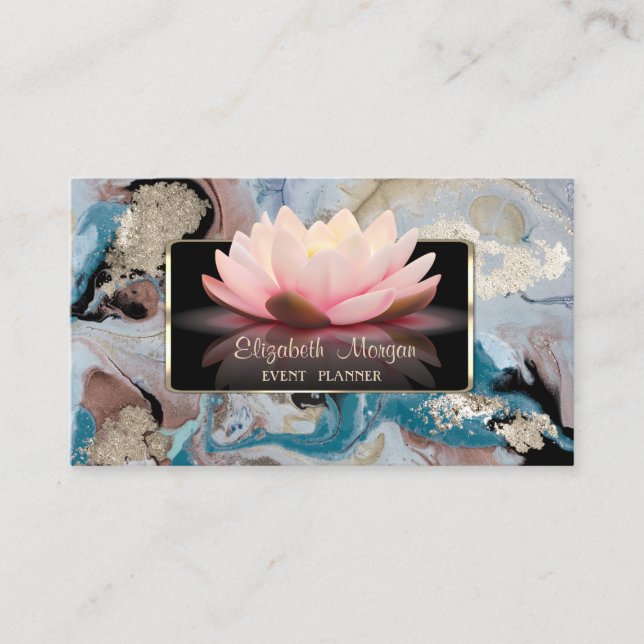 Carte De Visite Elégant Luxe Design, Moderne, Marbre Lotus (Devant)
