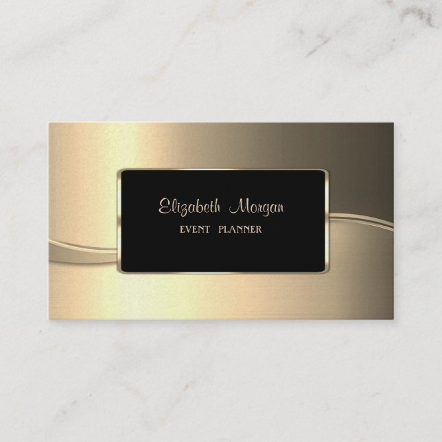 Carte De Visite Elégant Luxe Design, Or, Cadre (Devant)
