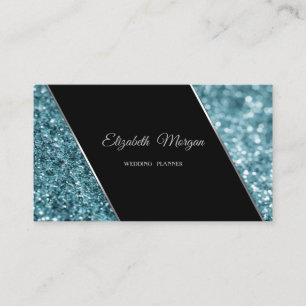 Carte De Visite Elégant Luxe Design Parties scintillant Bleue Boke