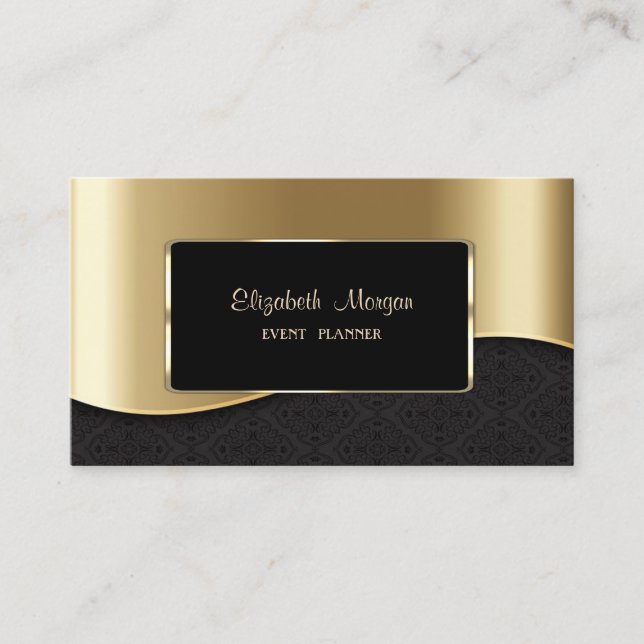 Carte De Visite Elégant Luxe Design, Professionnel, Faux Gold (Devant)