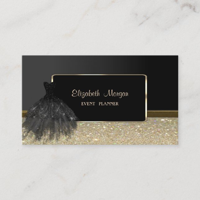 Carte De Visite Élégant Luxe Design, Robe Noire (Devant)