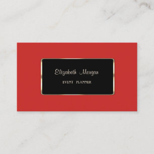 Carte De Visite Elégant Luxe Design, Rouge, Cadre Noir