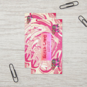 Carte De Visite Elégant Luxe Doux Marbre rose avec Eléphant Bus