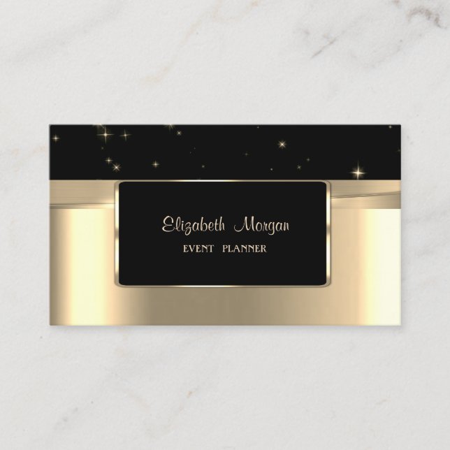 Carte De Visite Elégant Luxe élégant, Faux Gold, Noir (Devant)