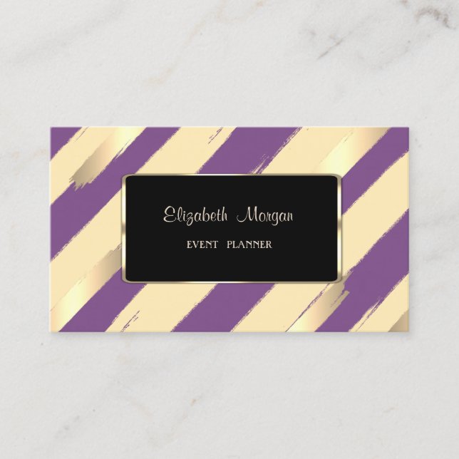 Carte De Visite Elégant Luxe Élégant, Gravé, Cadre Noir (Devant)