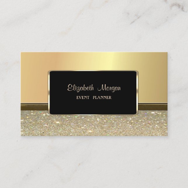 Carte De Visite Elégant Luxe élégant, Parties scintillant Faux Gol (Devant)