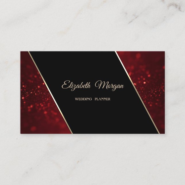Carte De Visite Elégant Luxe élégant Red Parties scintillant Bokeh (Devant)