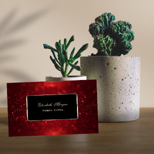 Carte De Visite Élégant Luxe Élégant Rouge Paillettes Bokeh