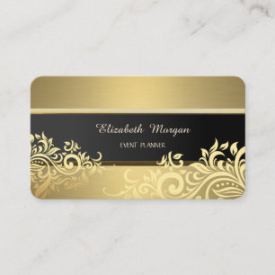 Carte De Visite Elégant Luxe Gold Floral