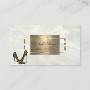 Carte De Visite Elégant Luxe Moderne, Cadre Or, Marbre