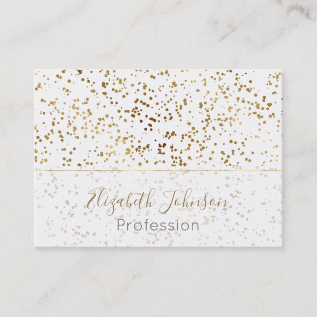 Carte De Visite Elégant Luxe Parkling Gold Confetti Dots Image (Devant)