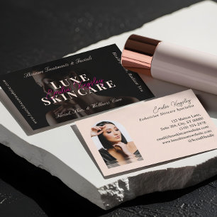 Carte De Visite Élégant Luxe Spa Soins de peau Esthéticienne Noir