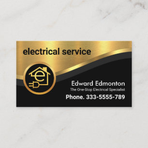 Carte De Visite Élégant Luxueux Gold Curve Wave Electricity