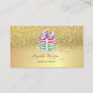 Carte De Visite Élégant Macaron Parties scintillant or