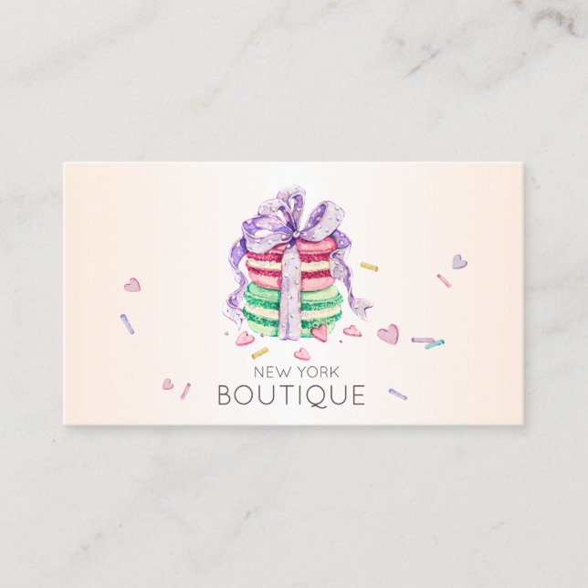 Carte De Visite Élégant Macarons Modernes, Boulangerie Sucrée (Devant)