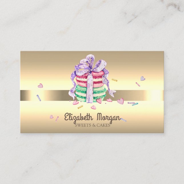 Carte De Visite Élégant Macarons Proffesional Sucres boulangerie (Devant)