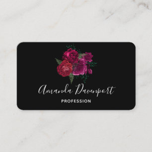 Carte De Visite Elegant Magenta Rose Floral Bouquet