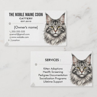 Carte De Visite Elegant Maine Coon Cattery Business Card 