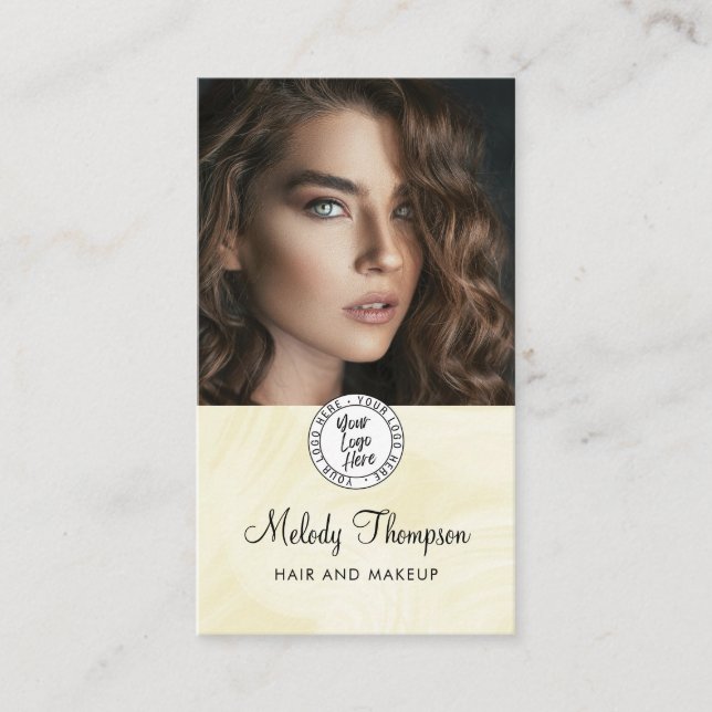 Carte De Visite Elegant Makeup Photo Logo QR Code Social Icon  (Devant)