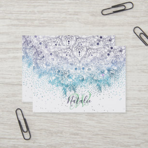 Carte De Visite Elégant mandala floral et confetti image