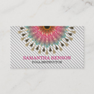 Carte De Visite Élégant Mandala Lotus Logo Yoga Instructeur