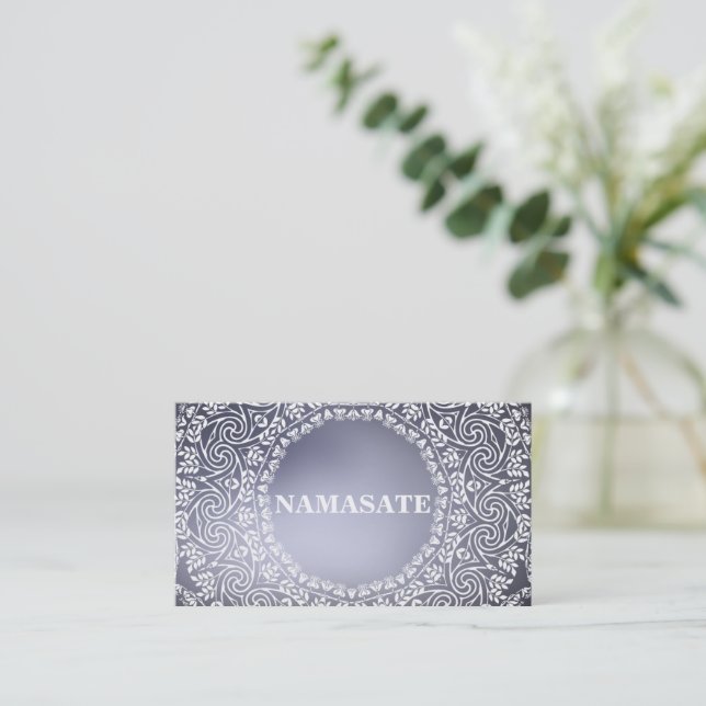 Carte De Visite Élégant Mandala Namaste Yoga Logo Art (Debout devant)