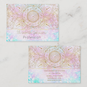 Carte De Visite Elégant Mandala Or & Holographic Parties scintilla