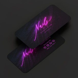 Carte De Visite Élégant Manicuriste Nail Artiste Tech Neon Purple