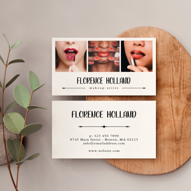 Carte De Visite Élégant maquillage Artiste Photo Collage (Créateur téléchargé)