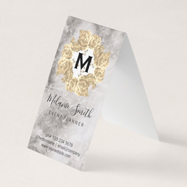 Carte De Visite Élégant marbre à disposition de fleurs (Devant)