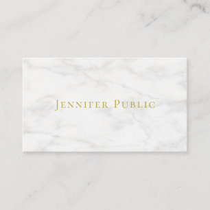 Carte De Visite Élégant Marbre blanc de texte Gold minimaliste m