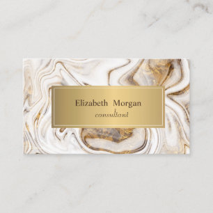 Carte De Visite Élégant Marbre blanc moderne Or