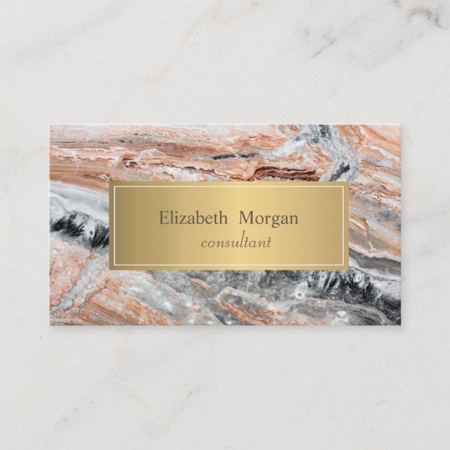 Carte De Visite Élégant marbre de pierre moderne or (Devant)