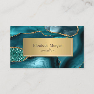 Carte De Visite Élégant marbre moderne or émeraude vert émeraude