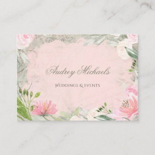 Carte De Visite Élégant Mariage Floral Rose Français